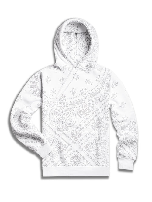 The Premium Pullover Hoodie in White Paisley