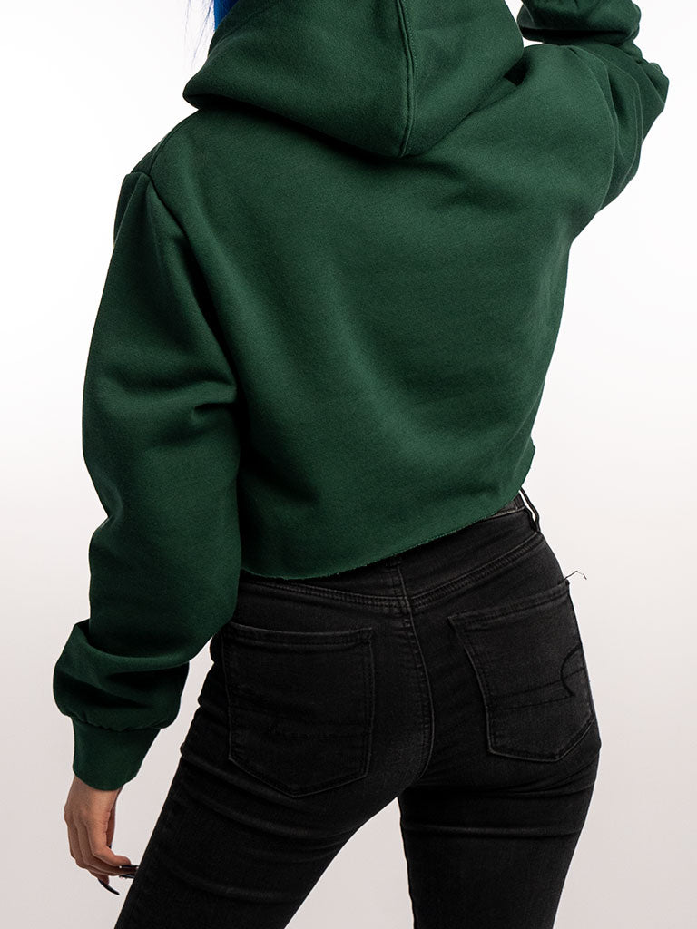 The Ladies Cropped Hoodie in Forest Green