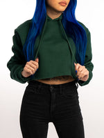 The Ladies Cropped Hoodie in Forest Green