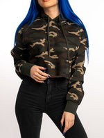 The Ladies Cropped Hoodie in Green Camo