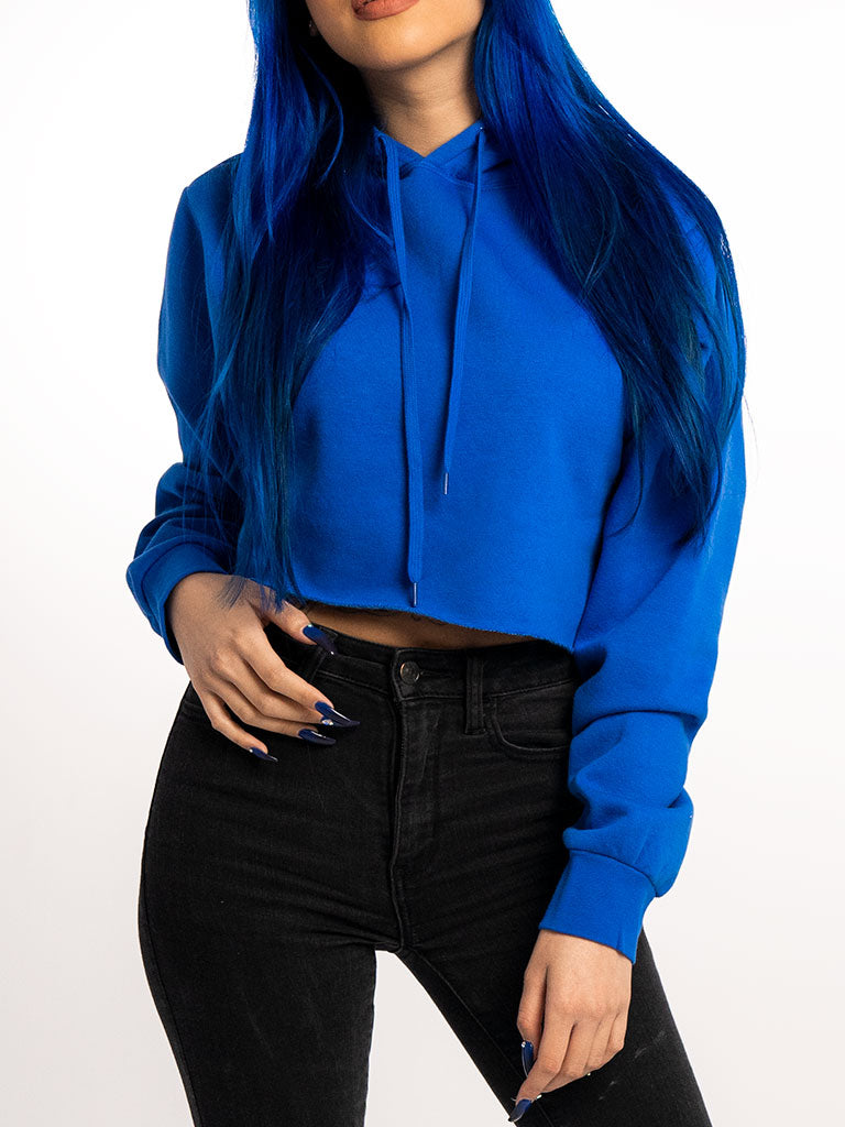 The Ladies Cropped Hoodie in Strong Blue