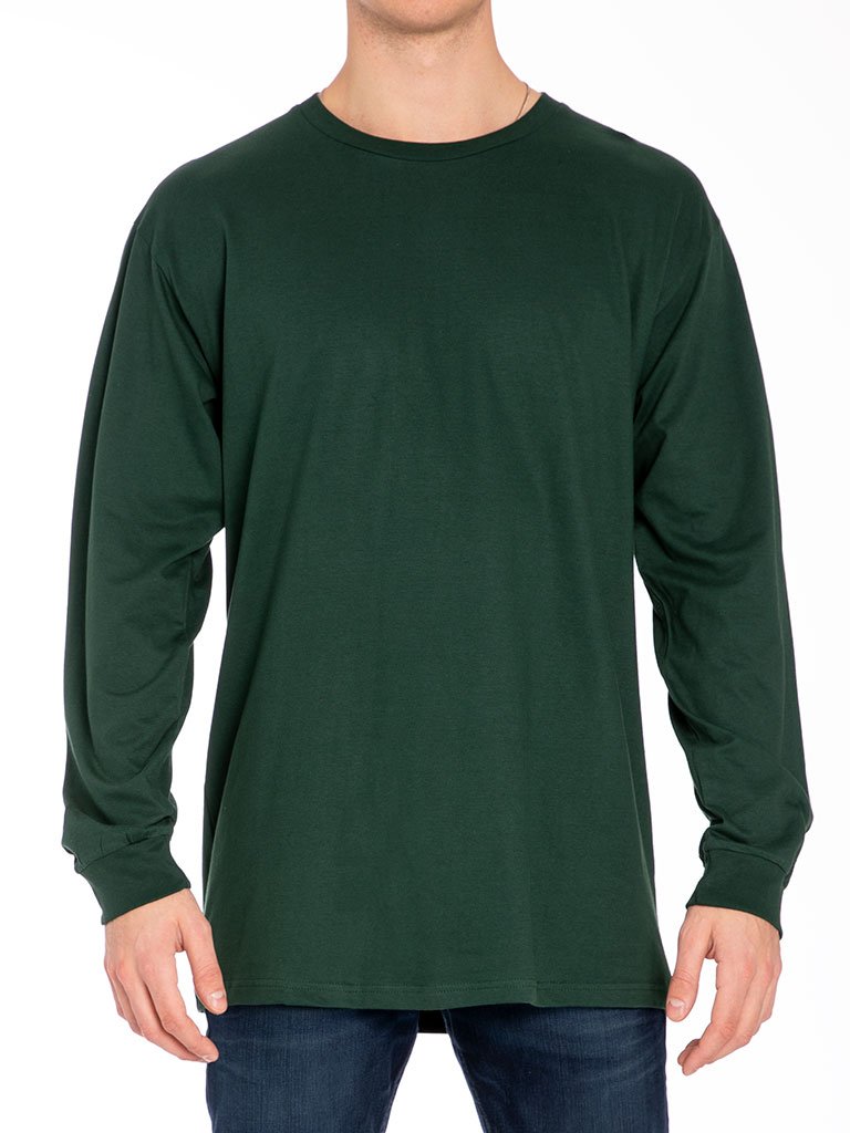 The Premium  L/S Crew Tee in Forest Green