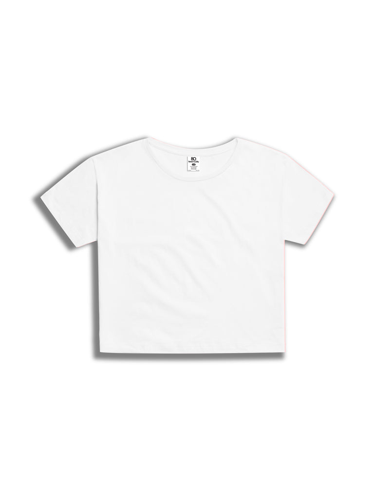 Ladies Boxy Crop Tee in White – betterqualityblanks